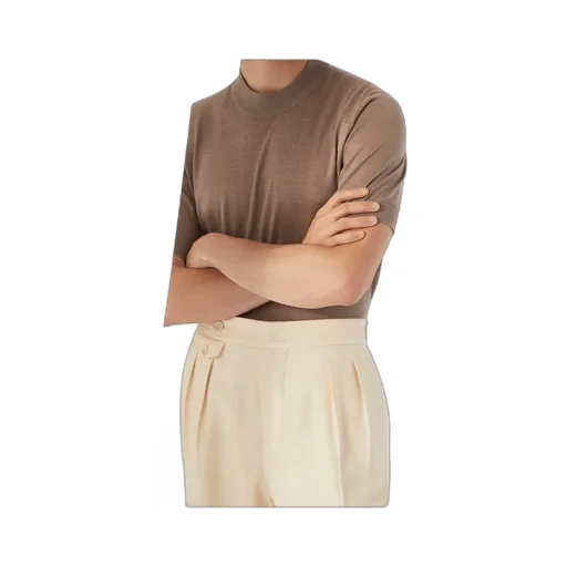 Extra-Light Mock-Neck Knitted T-Shirt