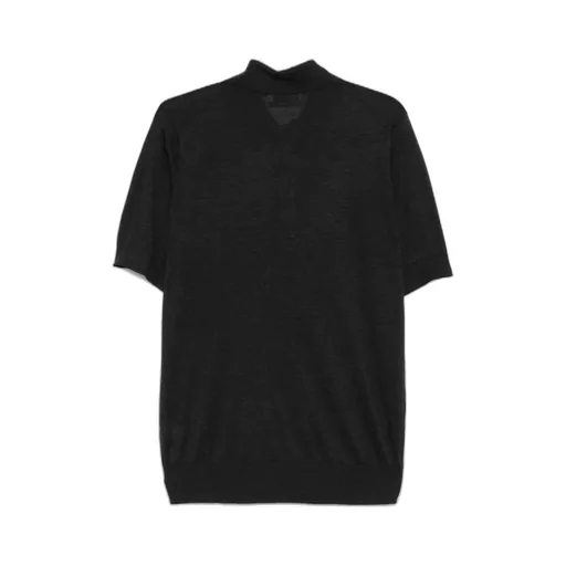 Short-Sleeved Fine-Knit Polo Shirt