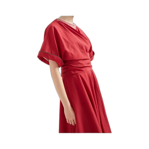 Shiny Trim Poplin Kimono-Style Top