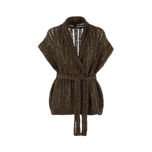 Tied-Waist Knitted Cardigan