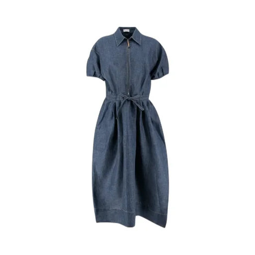 Bow-Detailed Denim Dress