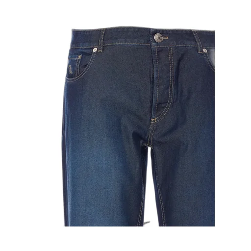 Logo Patch Turn-Up Hem Jeans