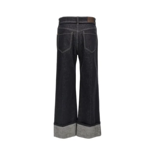 High-Waisted Turn-Up Brim Jeans