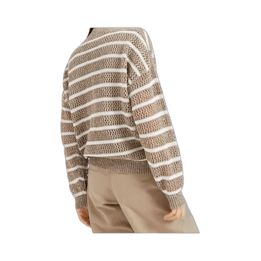 Striped Zip-Up Knitted Cardigan