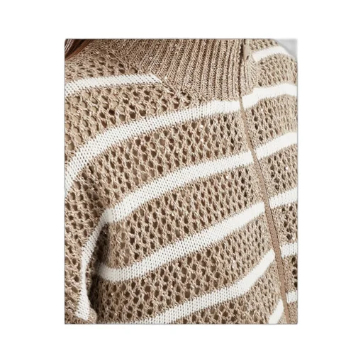 Striped Zip-Up Knitted Cardigan