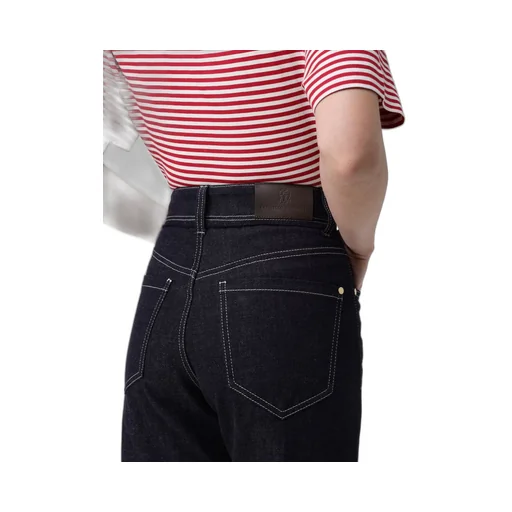 High-Waisted Turn-Up Brim Jeans