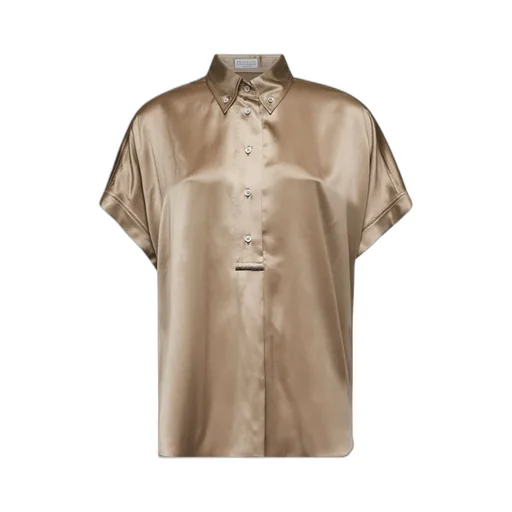 Short-Sleeved Satin Shirt
