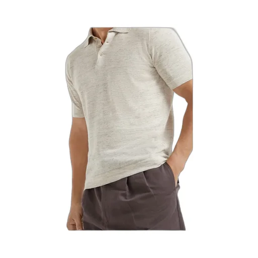 Short Sleeved Ribbed-Knit Polo Shirt