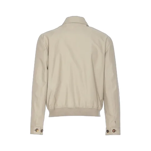 Buttoned Ribbed Hem Bomber Jacket