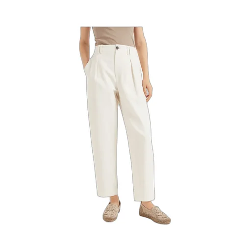 Front Pleat Straight-Leg Trousers
