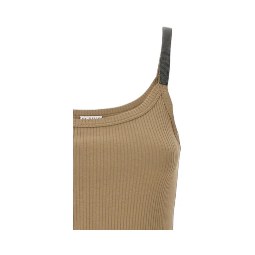 Monile-Embellished Ribbed Top