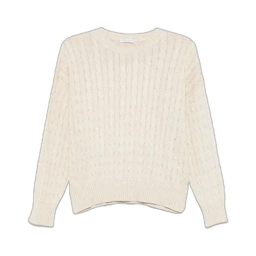 Sequin Embellished Cable-Knit Jumper