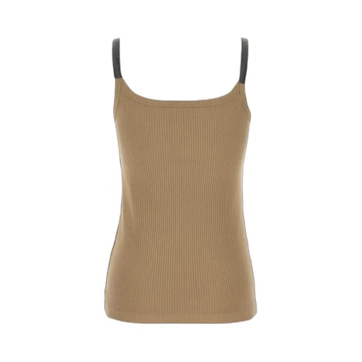 Monile-Embellished Ribbed Top