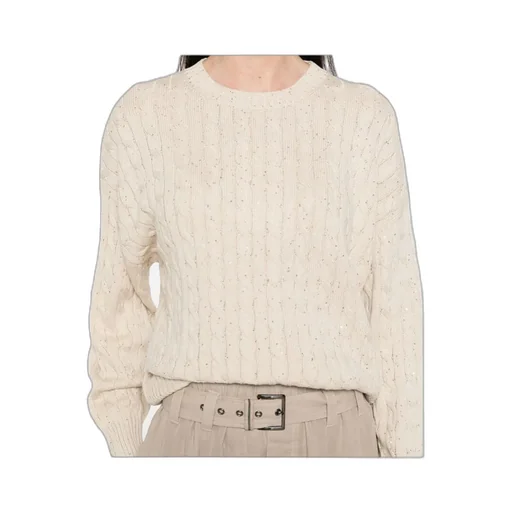 Sequin Embellished Cable-Knit Jumper