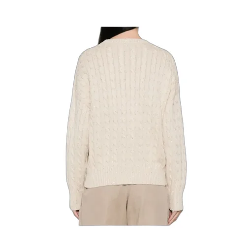 Sequin Embellished Cable-Knit Jumper