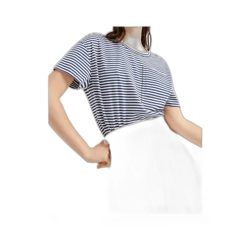 Shiny Pocket Detail Striped Jersey T-Shirt