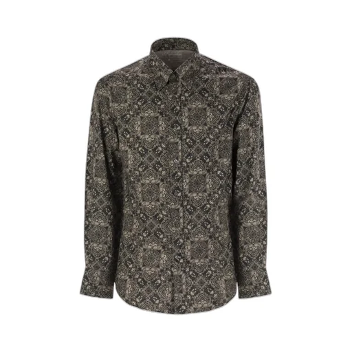 Patterned Curved Hem Shirt