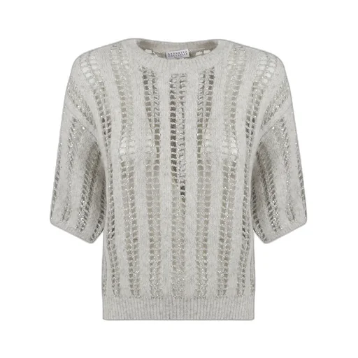 Short-Sleeved Open-Knitted Jumper