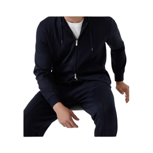 French Terry Zipped Hooded Sweatshirt