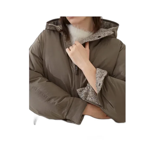 Long-Sleeved Hooded Cotton Coat
