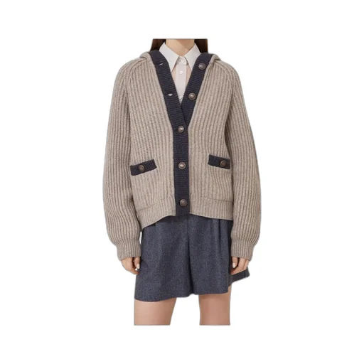 V-Neck Long-Sleeved Hooded Cardigan