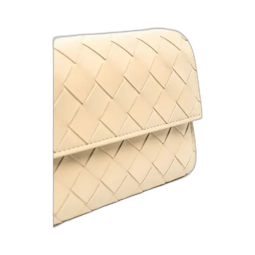 Woven Fold-Over Chained Shoulder Bag