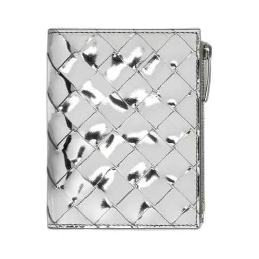 Metallic Woven Zip-Up Wallet