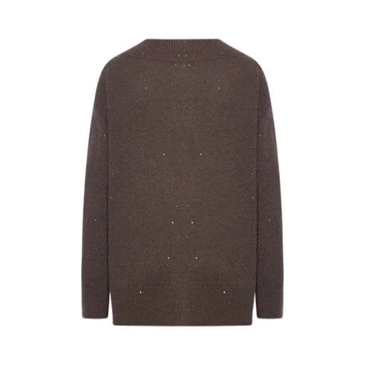 V-Neck Sequin Embellished Knitted Jumper
