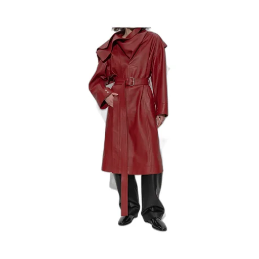 Belted Waist Leather Coat