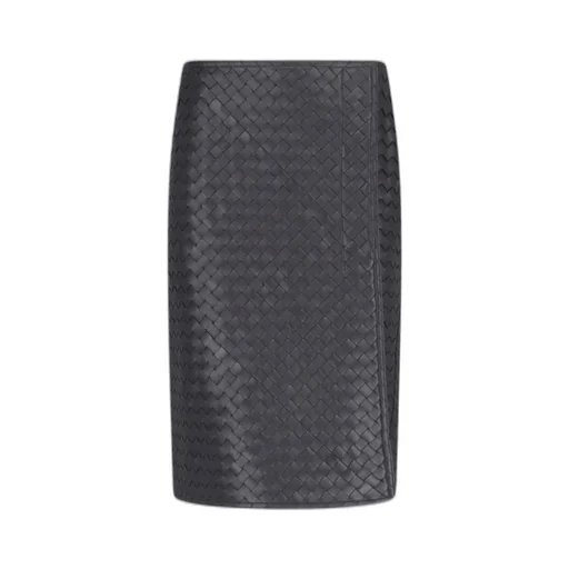 Intrecciato Leather Midi Skirt