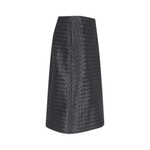 Intrecciato Leather Midi Skirt