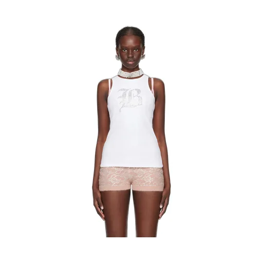 Logo Embellished Ribbed-Knit Tank Top