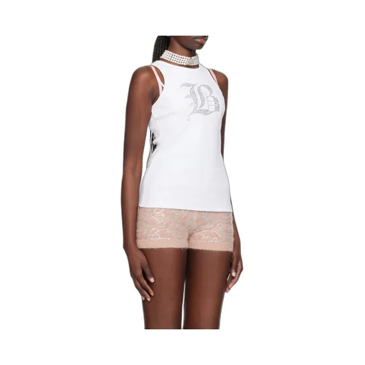 Logo Embellished Ribbed-Knit Tank Top