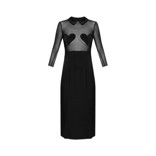 Heart-Patch Satin Midi Dress