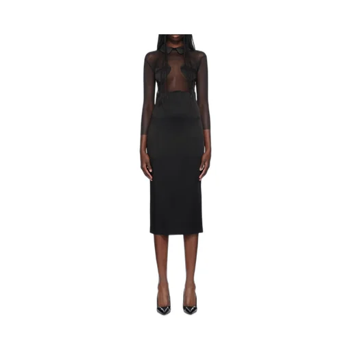 Heart-Patch Satin Midi Dress