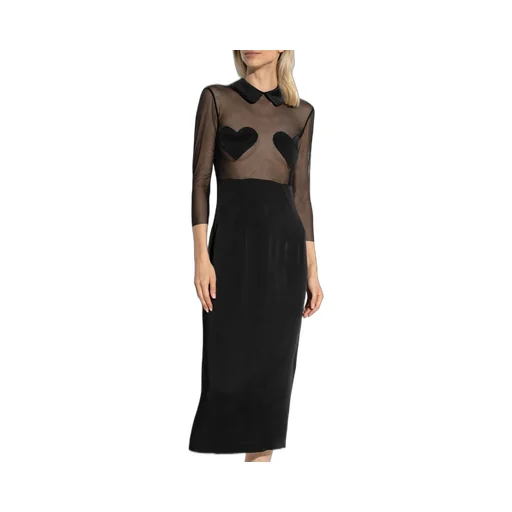 Heart-Patch Satin Midi Dress