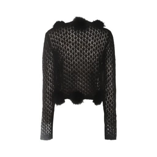 Pom-Poms Embellished Cardigan