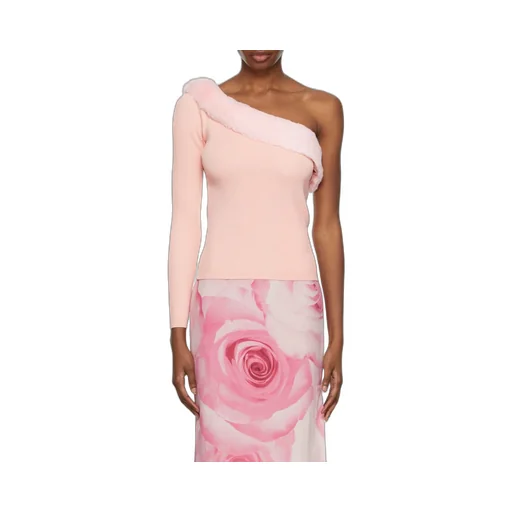 Faux-Fur Detail One-Shoulder Top