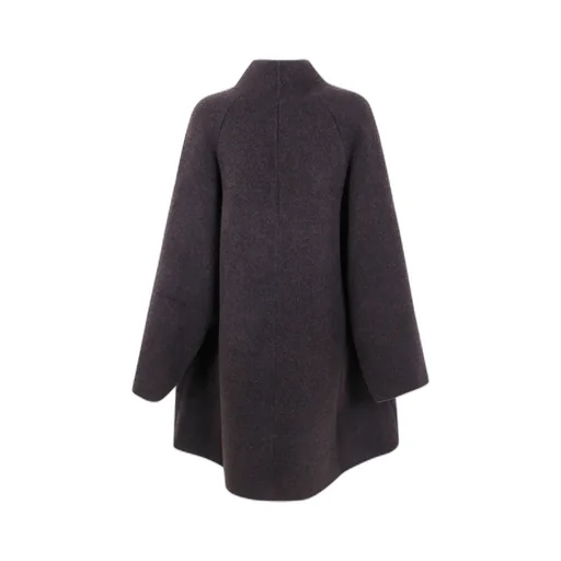Button-Up Funnel-Neck Coat