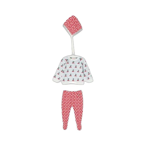 Cherry Pattern Sweater, Elastic Waist Pants, Hat