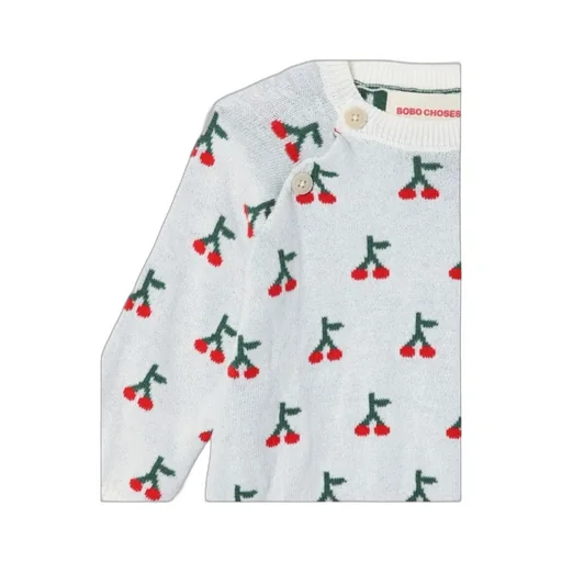Cherry Pattern Sweater, Elastic Waist Pants, Hat