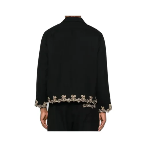 Embroidered-Pocket Wool Overshirt