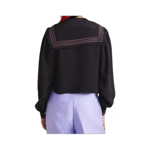 Embroidered Sailor Collar Top