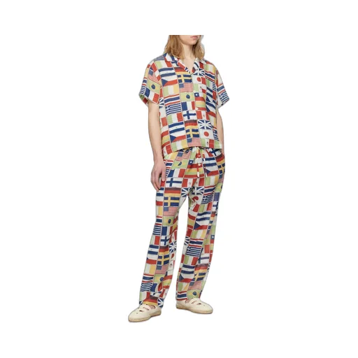 Flag-Print Linen Shirt