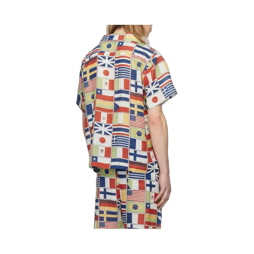 Flag-Print Linen Shirt