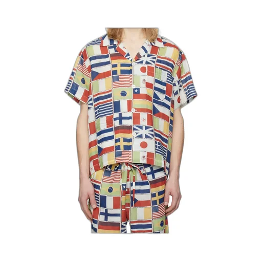 Flag-Print Linen Shirt