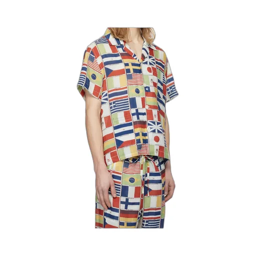 Flag-Print Linen Shirt