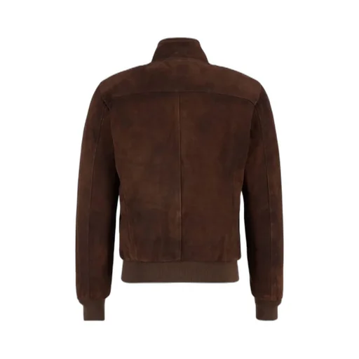 Zip-Up Leather Bomber Jacket