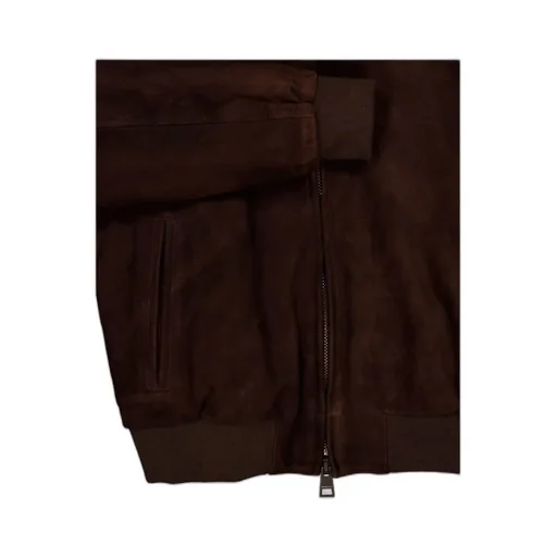 Zip-Up Leather Bomber Jacket