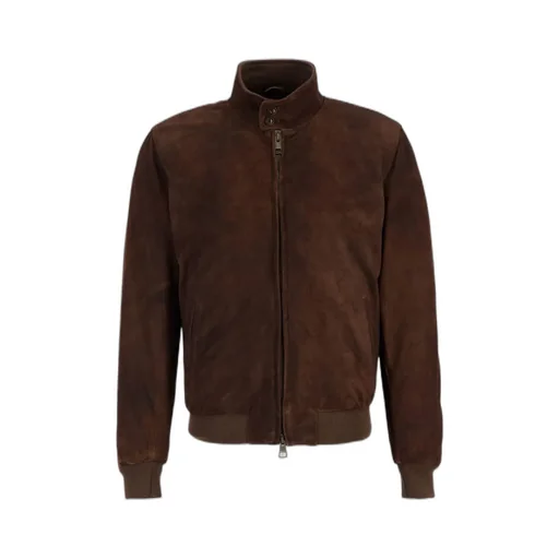 Zip-Up Leather Bomber Jacket